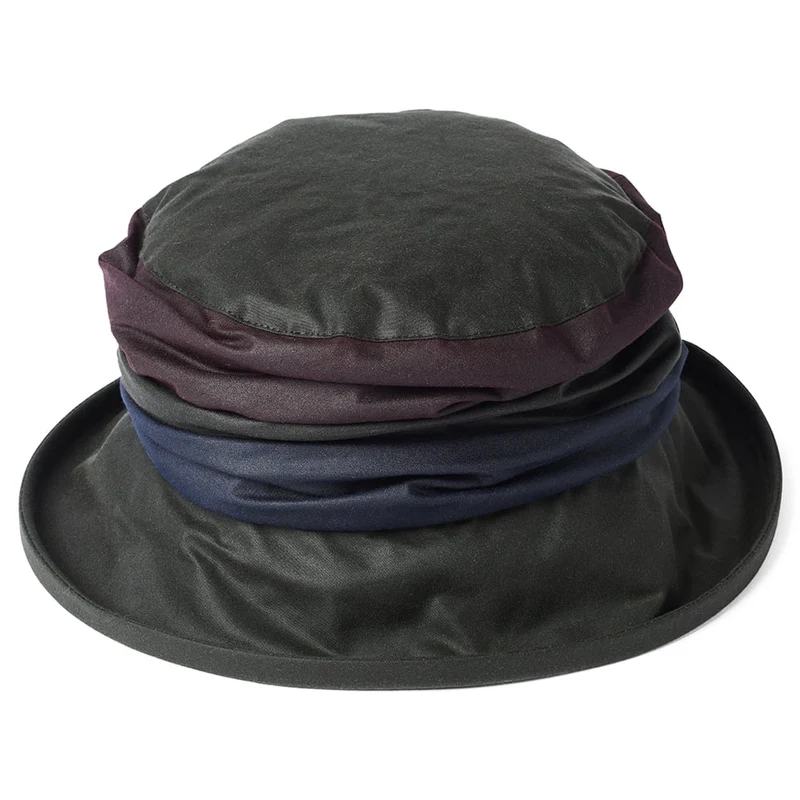Chapeau Bob de Pluie en Coton Ciré Britannique Annie olive FAILSWORTH