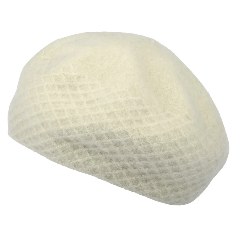 Béret en Laine Vierge Bouillie sable SEEBERGER