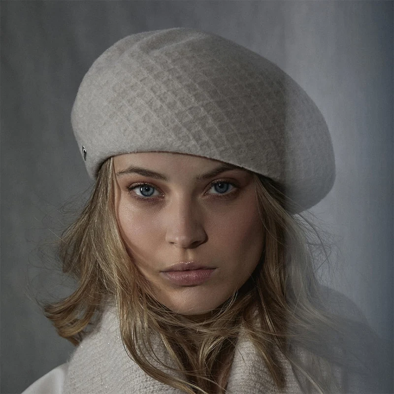 Béret en Laine Vierge Bouillie sable SEEBERGER