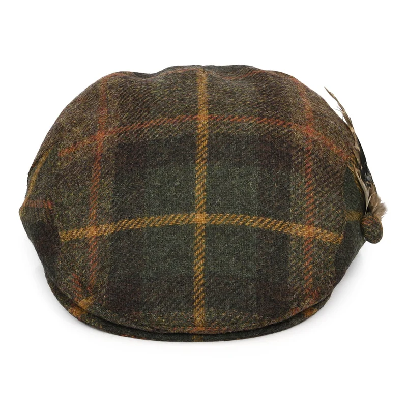 Casquette Plate en Laine Britannique Tartan Plume vert-multi FAILSWORTH