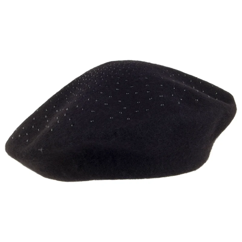 Béret en Laine avec Strass noir WHITELEY