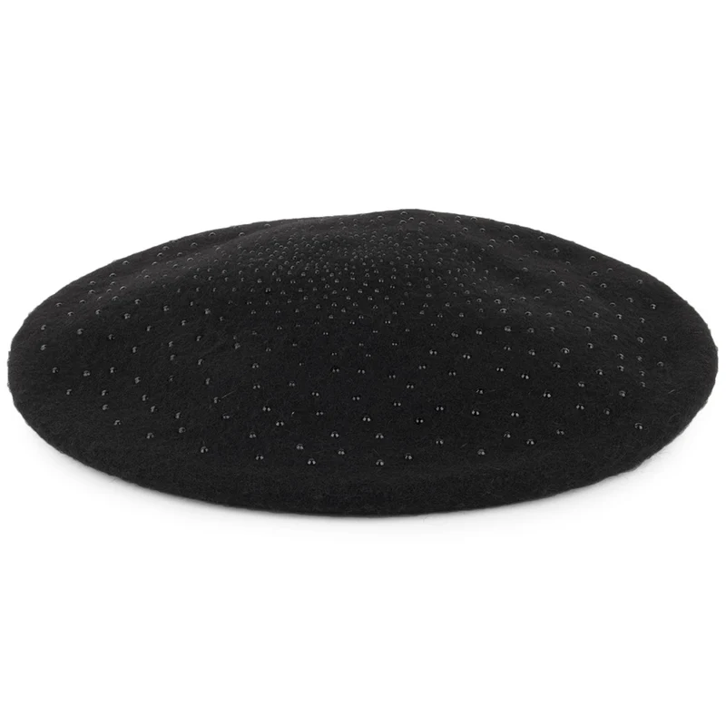 Béret en Laine avec Strass noir WHITELEY