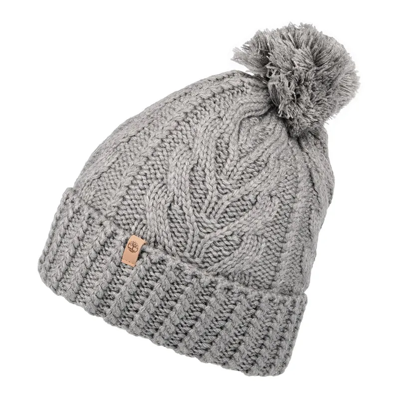 Bonnet à Pompon à Torsades Premium gris clair TIMBERLAND