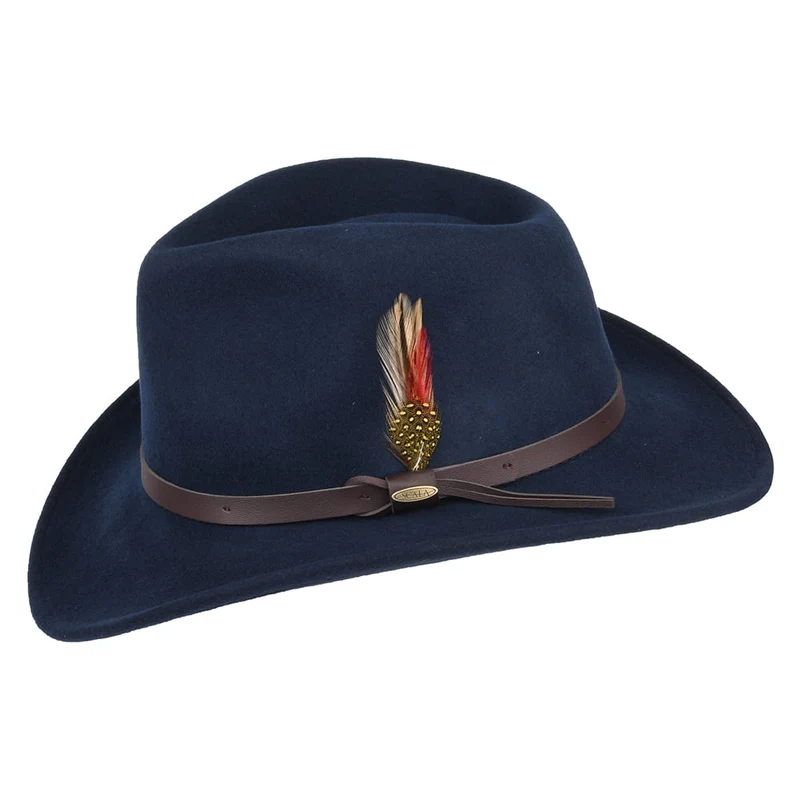 Chapeau Australien en Laine Feutrée Déformable Hydrofuge Dakota bleu marine SCALA