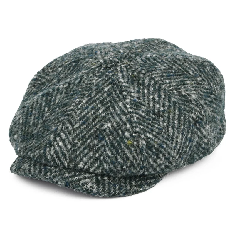 Casquette Gavroche en Laine Vierge à Chevrons Hatteras mélange de verts STETSON