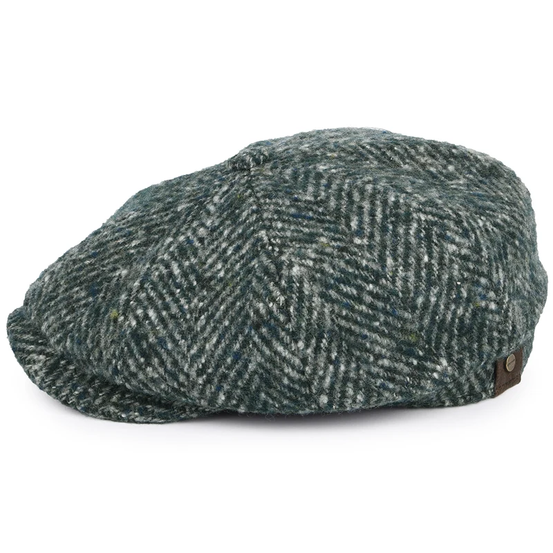 Casquette Gavroche en Laine Vierge à Chevrons Hatteras mélange de verts STETSON