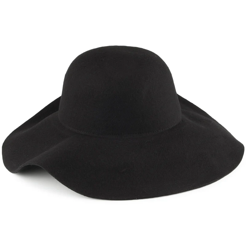 Chapeau Capeline en Laine Feutrée à Bord Brut Sonora noir SCALA