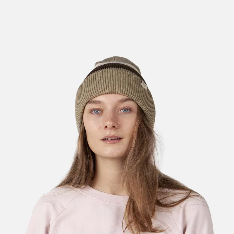 Bonnet à Revers et Rayures Cowie taupe-marron BARTS