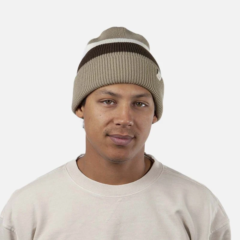 Bonnet à Revers et Rayures Cowie taupe-marron BARTS