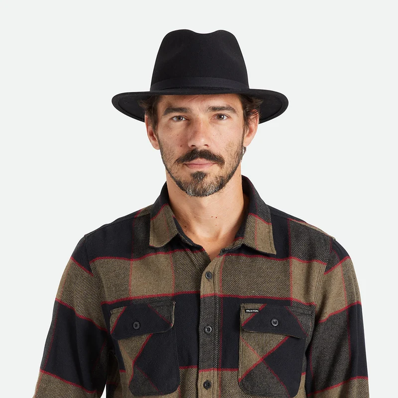 Chapeau Fedora en Laine Feutrée Pliable Messer noir BRIXTON