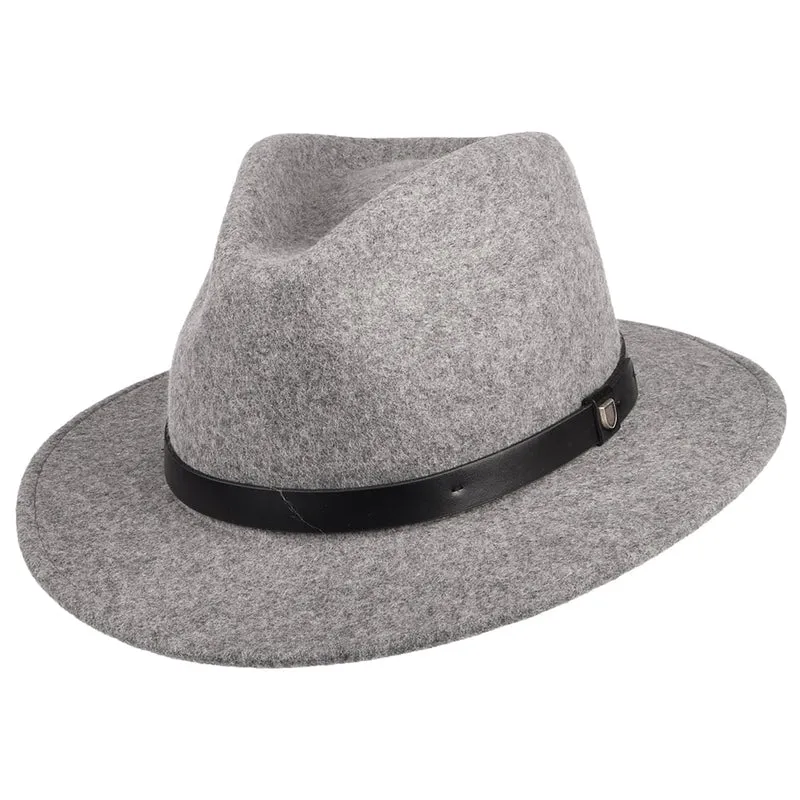 Chapeau Fedora en Laine Feutrée Messer gris chiné BRIXTON