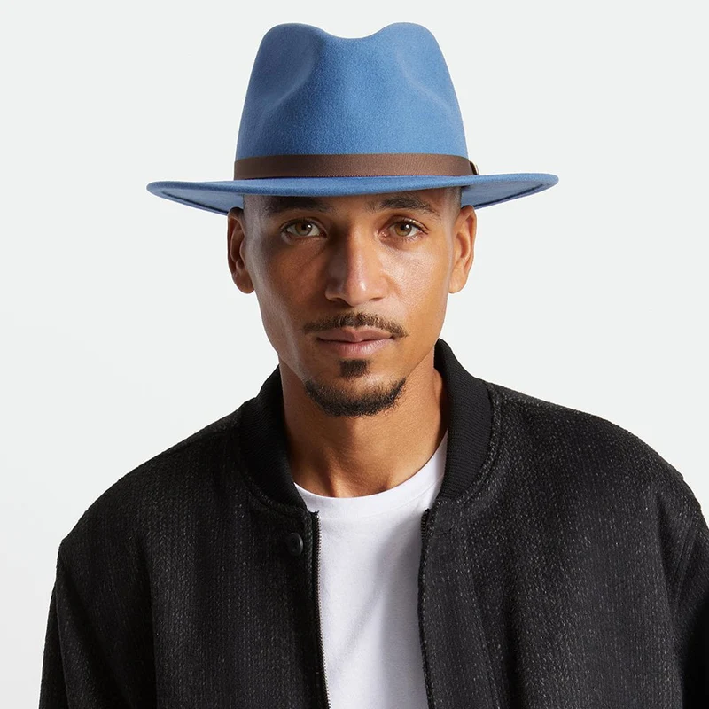Chapeau Fedora en Laine Feutrée Pliable Messer bleu ardoise BRIXTON