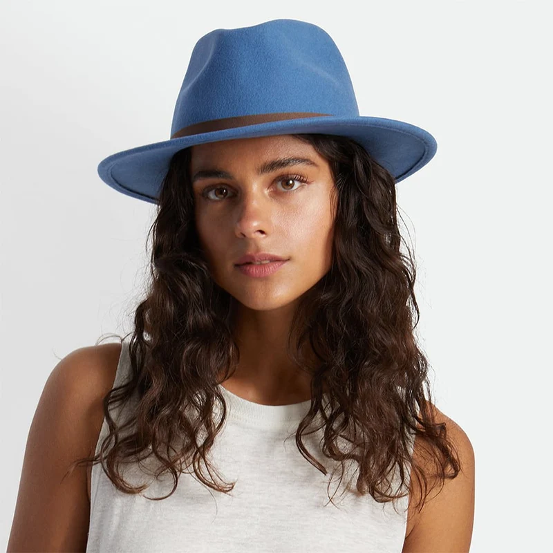 Chapeau Fedora en Laine Feutrée Pliable Messer bleu ardoise BRIXTON
