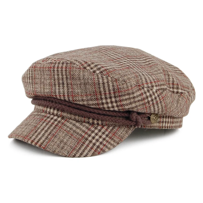 Casquette de Marin à Carreaux khaki-marron BRIXTON