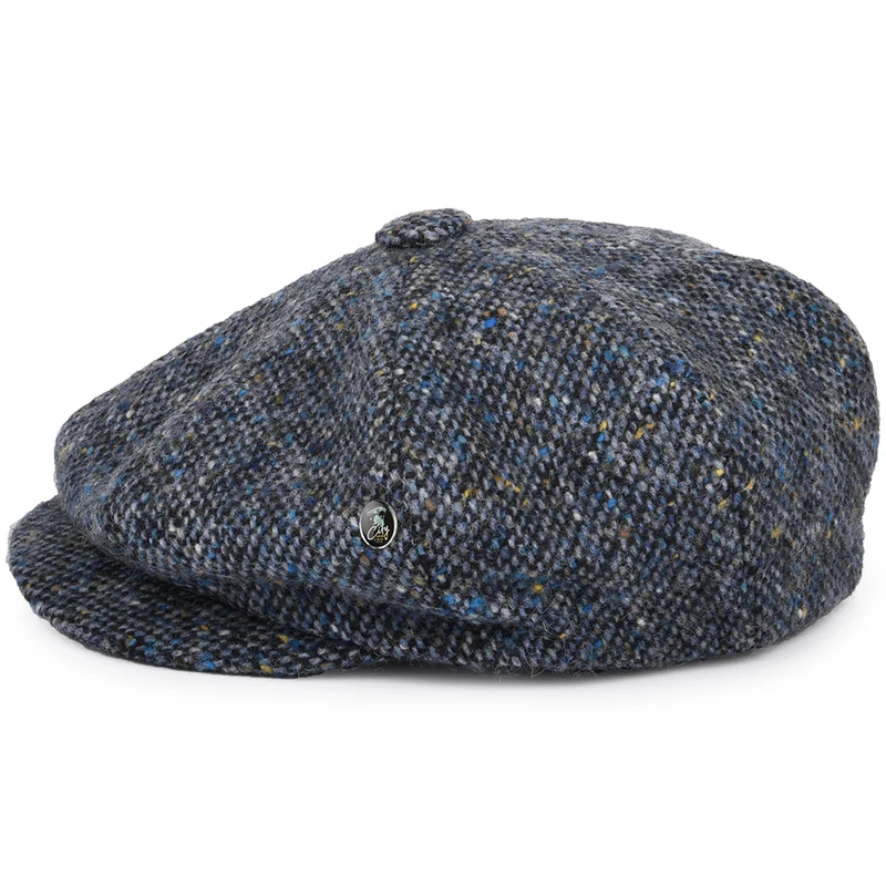 Casquette Gavroche en Tweed du Donegal Chiné bleu CITY SPORT