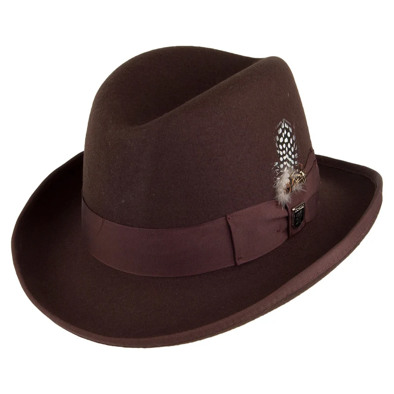 Chapeau Homburg en Laine Feutrée marron STACY ADAMS