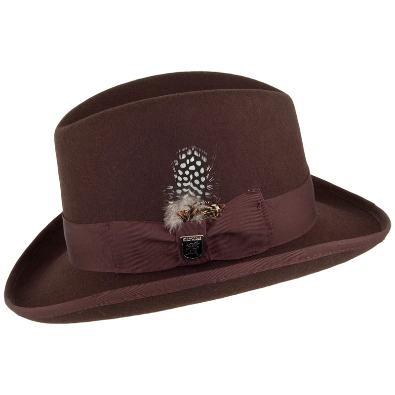 Chapeau Homburg en Laine Feutrée marron STACY ADAMS