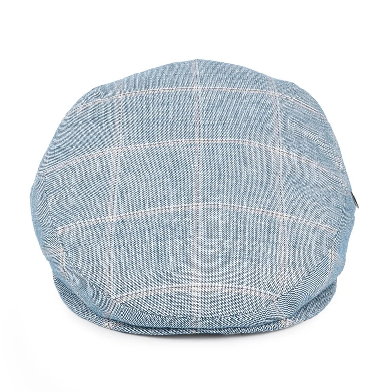 Casquette Plate en Lin à Carreaux bleu CITY SPORT