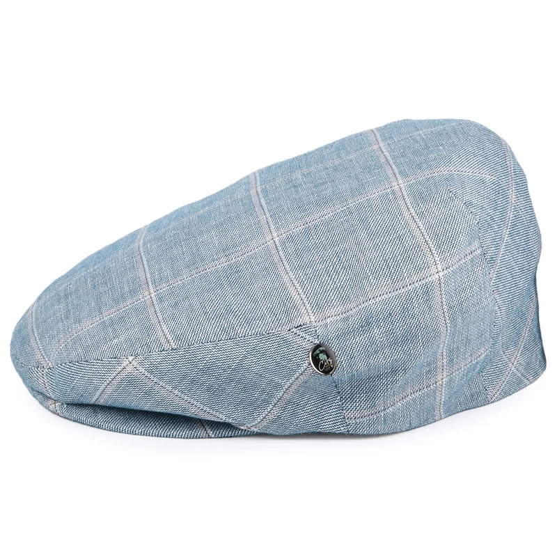 Casquette Plate en Lin à Carreaux bleu CITY SPORT