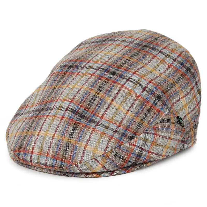 Casquette Plate en Lin et Soie à Carreaux multicolore CITY SPORT