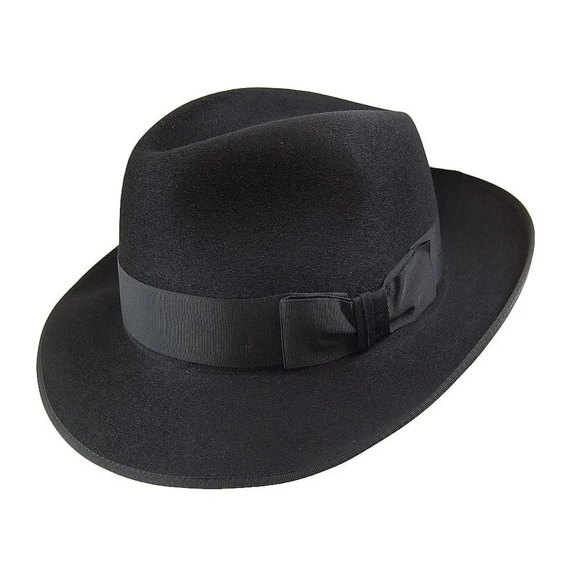 Chapeau Fedora en Fourrure Feutrée Gangster noir CHRISTYS