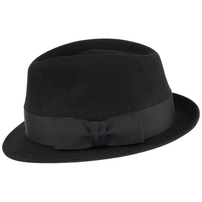 Chapeau Trilby en Fourrure Feutrée Pinch Vegas noir CHRISTYS