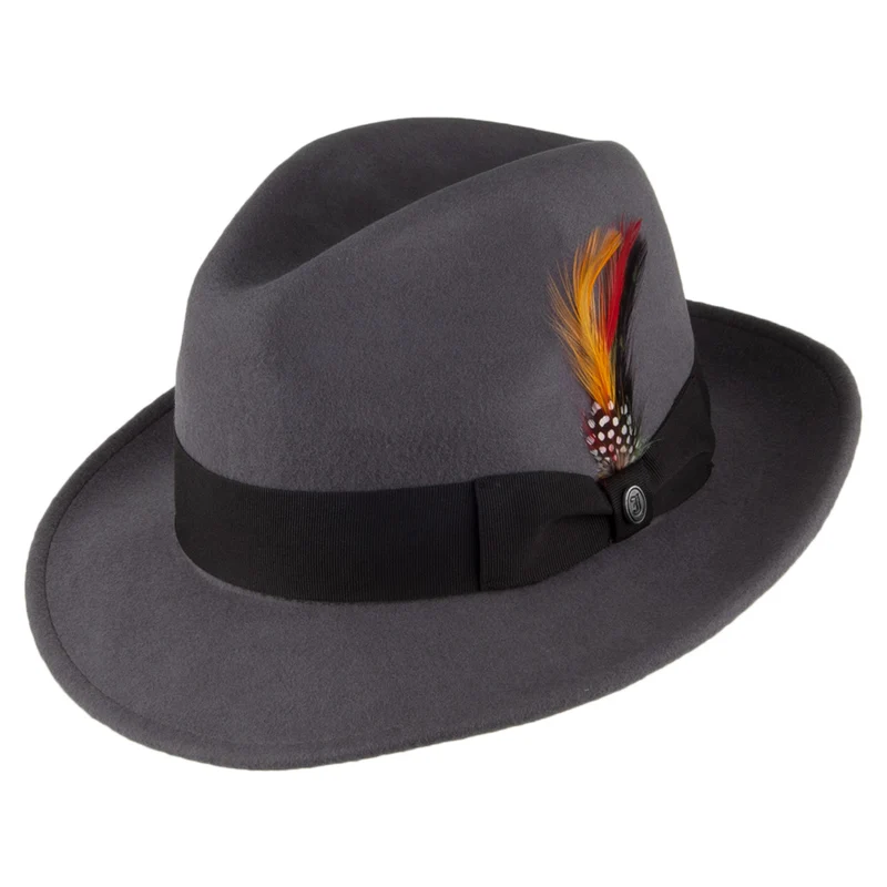 Chapeau Fedora Déformable Pinch Crown gris JAXON & JAMES
