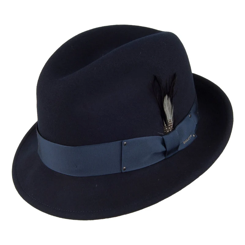Chapeau Trilby en Laine Feutrée Déformable Hydrofuge Tino bleu marine BAILEY