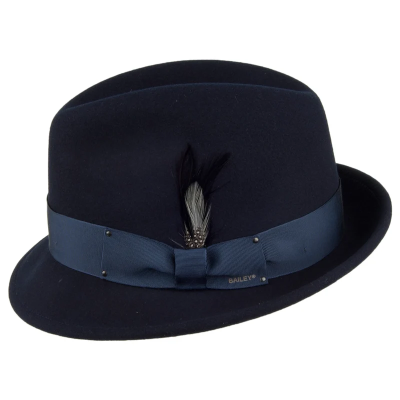 Chapeau Trilby en Laine Feutrée Déformable Hydrofuge Tino bleu marine BAILEY