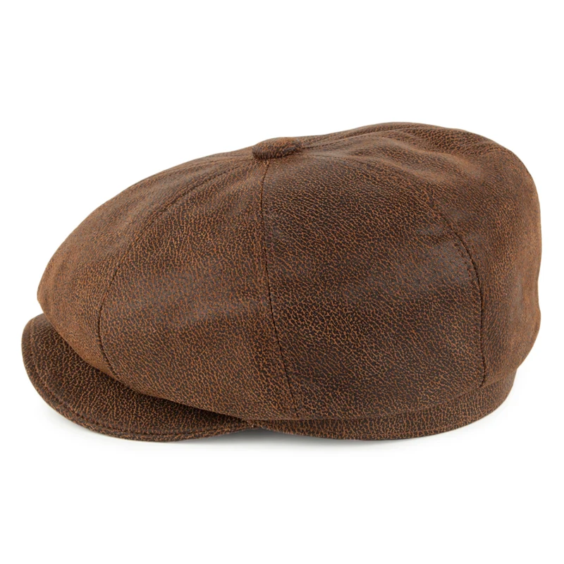 Casquette Gavroche en Cuir marron JAXON & JAMES - VENTE EN GROS