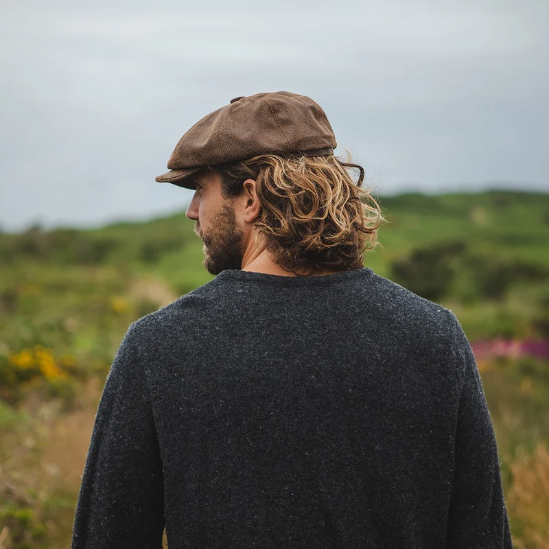 Casquette Gavroche en Cuir marron JAXON & JAMES - VENTE EN GROS