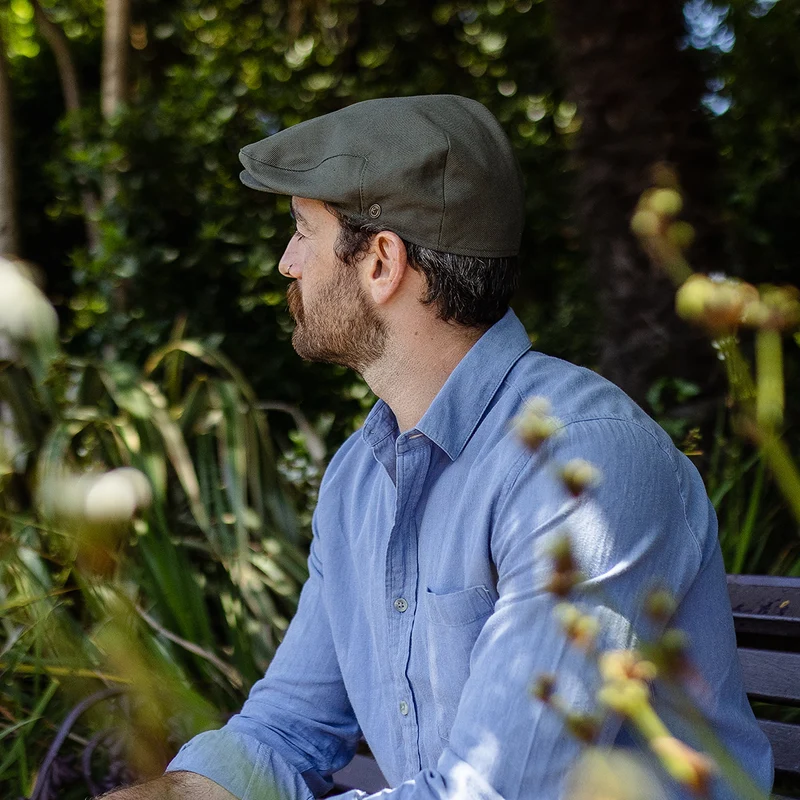 Casquette Plate en Coton Brossé olive JAXON & JAMES - VENTE EN GROS