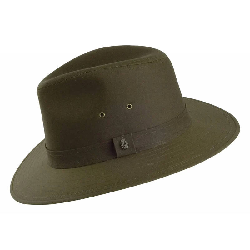 Chapeau Fedora Safari en Toile Cirée olive JAXON & JAMES - VENTE EN GROS