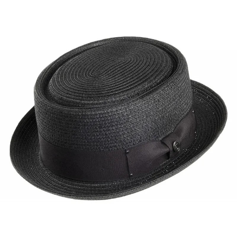 Chapeau Pork Pie en Paille Toyo Braided noir JAXON & JAMES - VENTE EN GROS