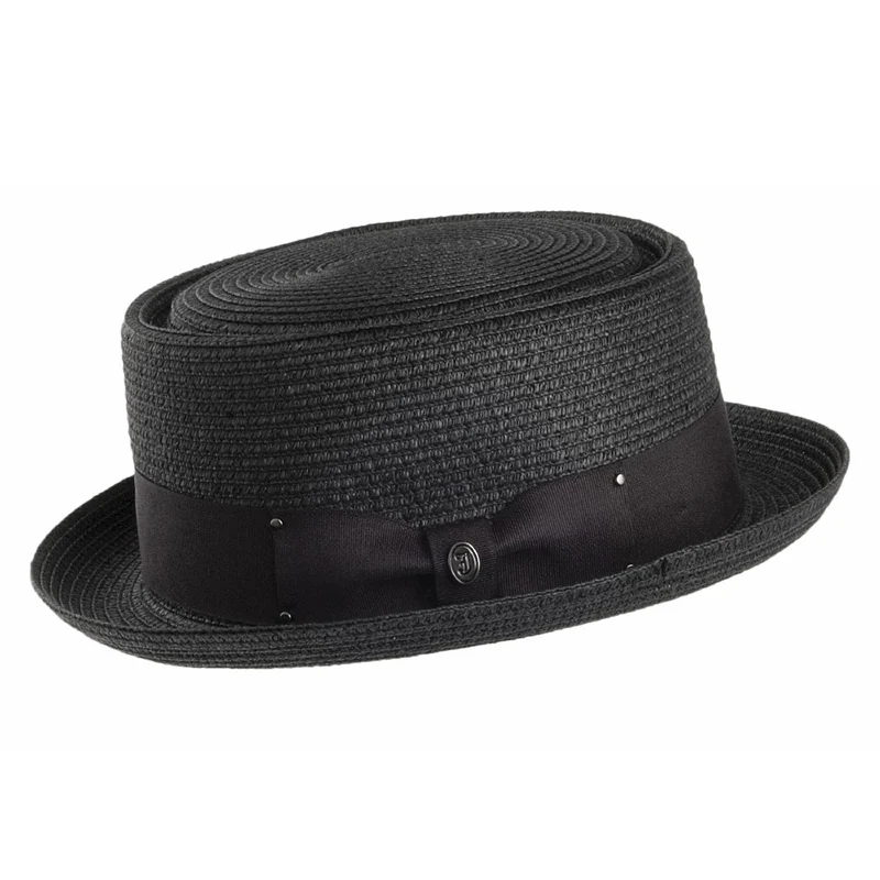 Chapeau Pork Pie en Paille Toyo Braided noir JAXON & JAMES - VENTE EN GROS