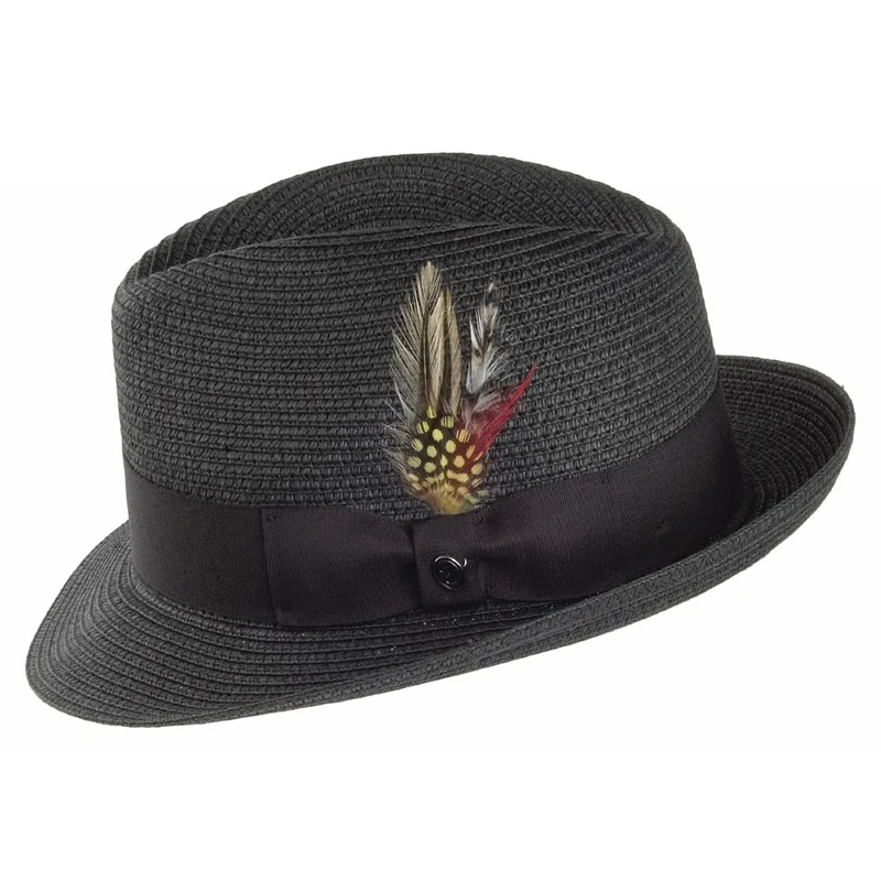 Chapeau Trilby en Paille Pinch Crown noir JAXON & JAMES - VENTE EN GROS