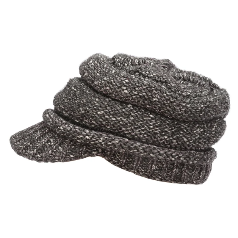 Bonnet à Visière en Cachemire Mélangé Sherman gris SCALA