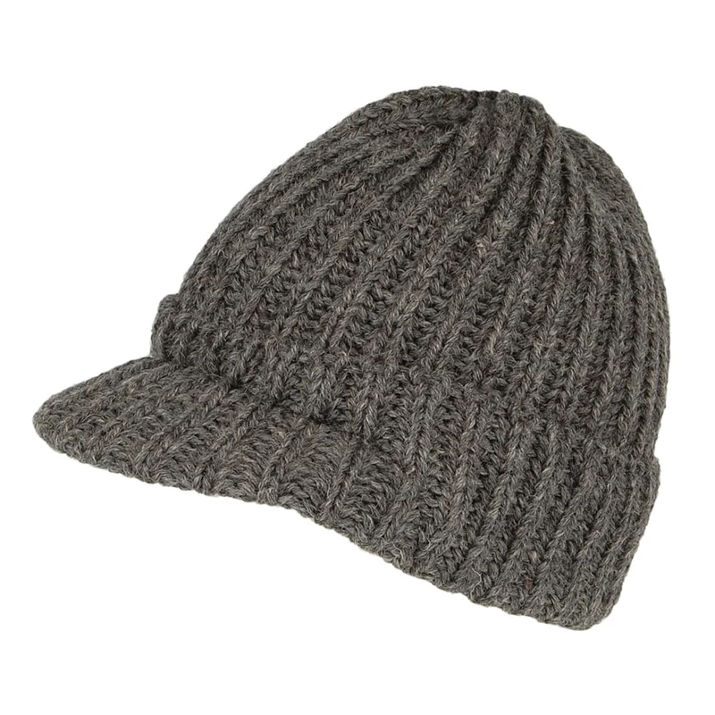 Bonnet à Visière Courte en Laine Anglaise anthracite HIGHLAND 2000