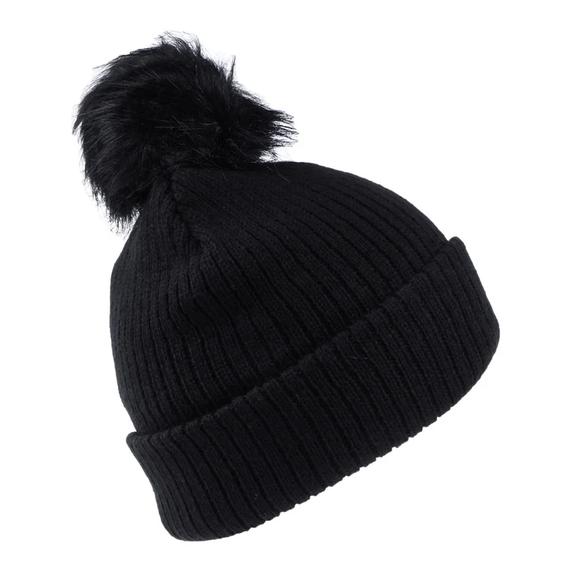Bonnet à Pompon en Fausse Fourrure Alison noir BRIXTON