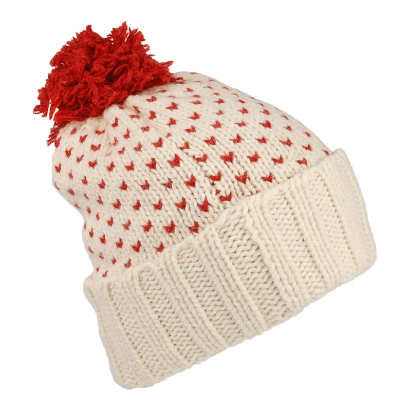 Bonnet à Pompon en Laine Recyclée Snowbelle blanc hiver PATAGONIA