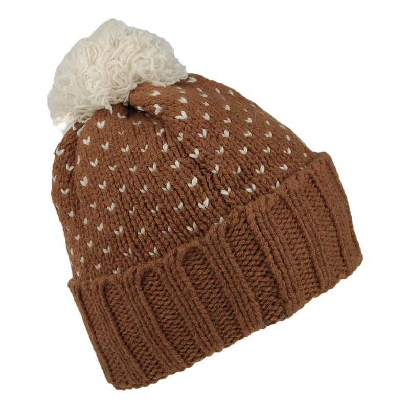 Bonnet à Pompon en Laine Recyclée Snowbelle marron PATAGONIA