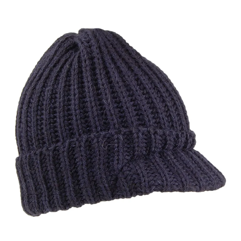 Bonnet à Visière Courte en Laine Anglaise bleu marine HIGHLAND 2000