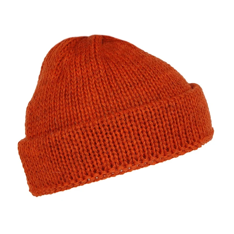 Bonnet Marin Court en Laine Anglaise ocre HIGHLAND 2000