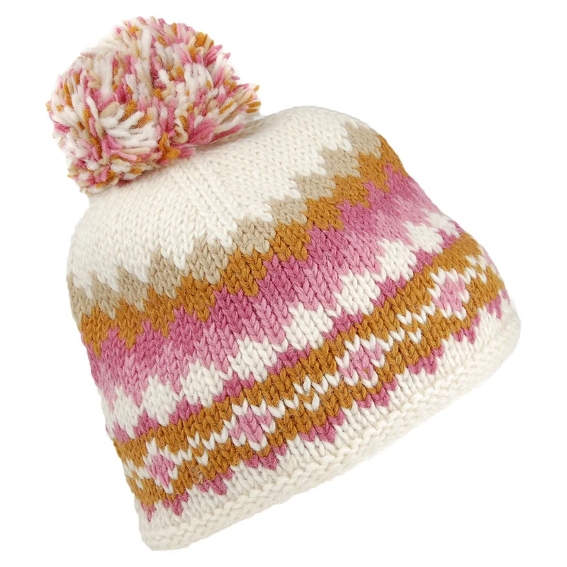 Bonnet à Pompon Court caramel-crème KUSAN