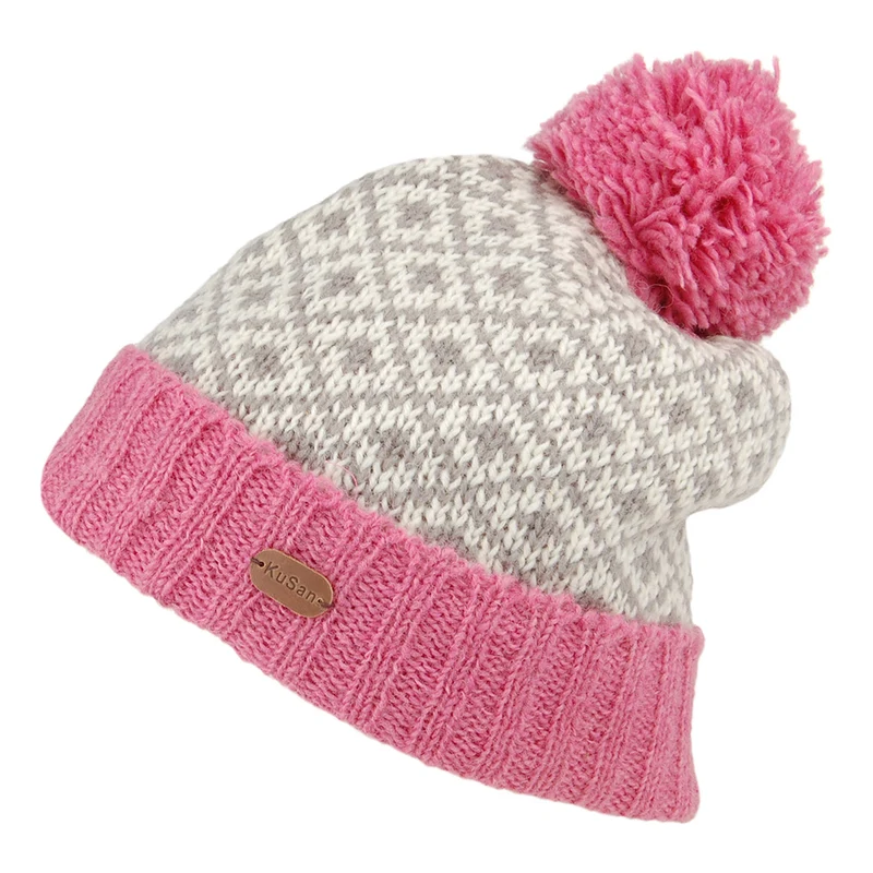 Bonnet à Pompon Fleur de Lys rose KUSAN