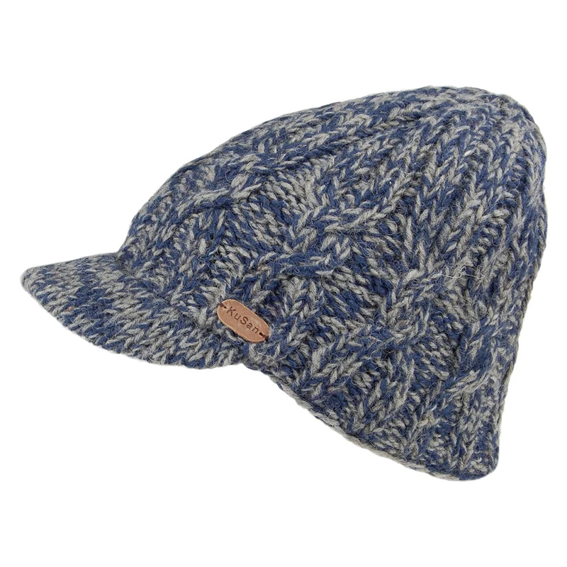 Bonnet à Visière à Torsades bleu KUSAN