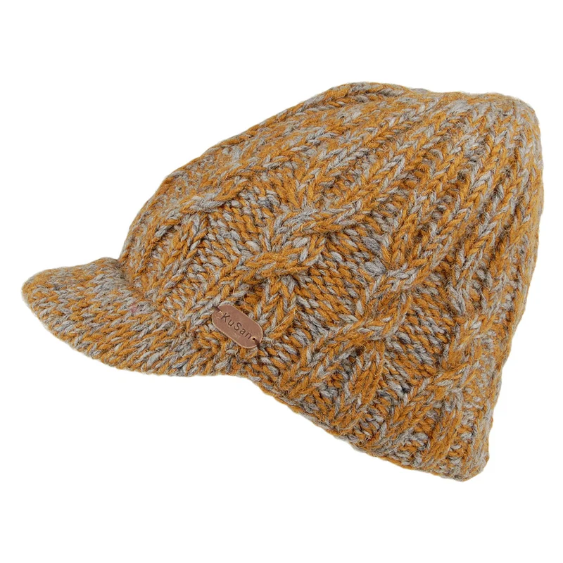 Bonnet à Visière à Torsades caramel KUSAN