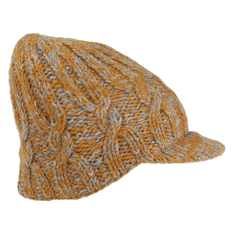 Bonnet à Visière à Torsades caramel KUSAN