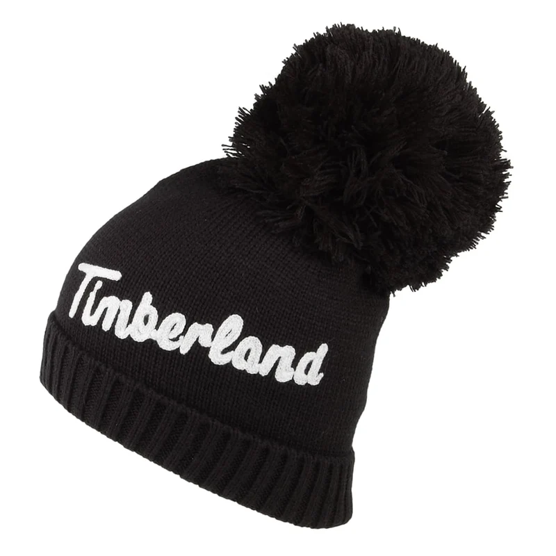 Bonnet à Pompon Femme Logo Embroidery noir TIMBERLAND