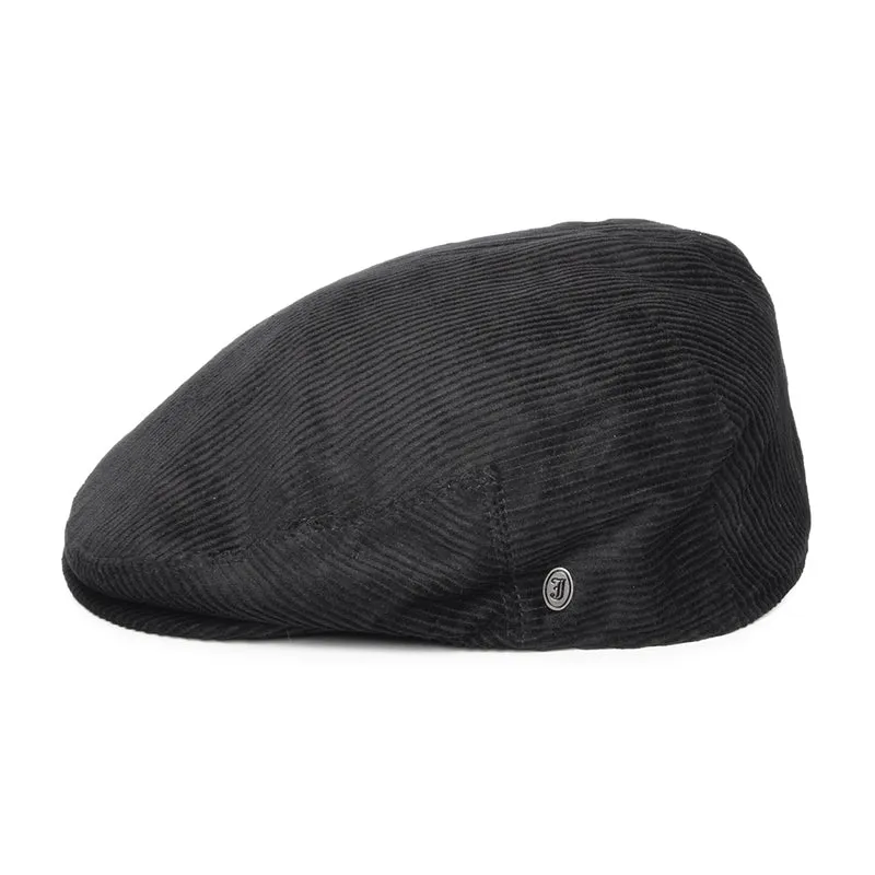 Casquette Plate en Velours Côtelé noir JAXON & JAMES - VENTE EN GROS